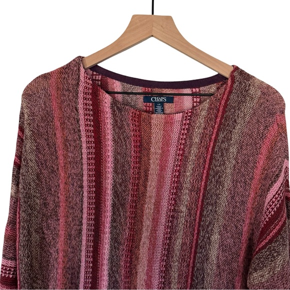 CHAPS Multicolor Striped Linen Blend Knit Sweater Women's Size Large - Picture 6 of 8